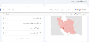 ترند گوگل برای یکسال گذشته واژه استان